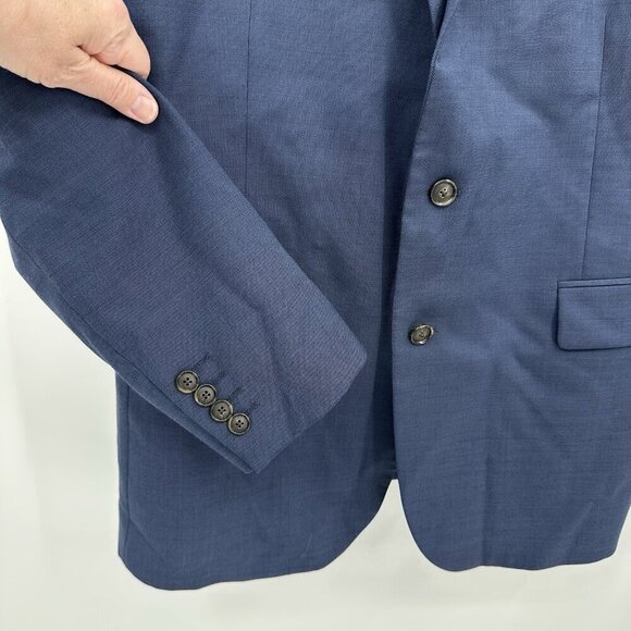 STAFFORD jacket blazer sport coat classic fit travel stretch wool blend blue 44R - Picture 6 of 11
